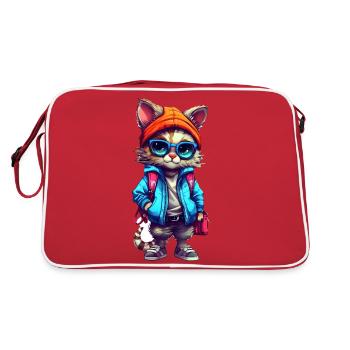 Cute cat cartoon - Retro Bag - red/white - Back