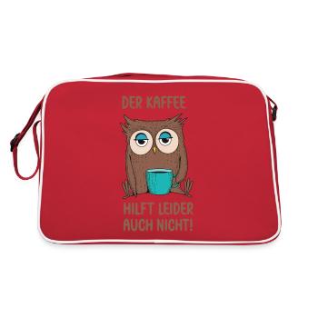 Der Kaffee hilft leider auch nicht lustige Eule - Retro Tasche - Rot/Weiß - Hinten