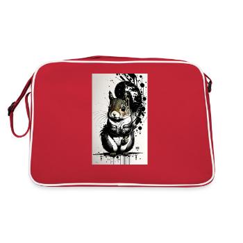 Niedliches Eichhörnchen - Retro Tasche - Rot/Weiß - Hinten