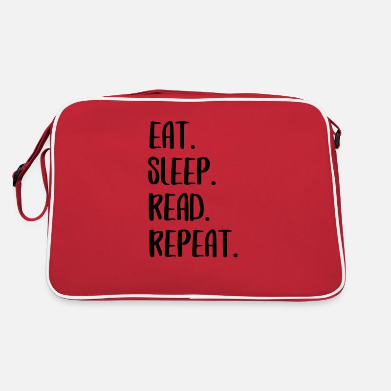 manger dormir lire répéter la nourriture lire drôle dire Sac Retro