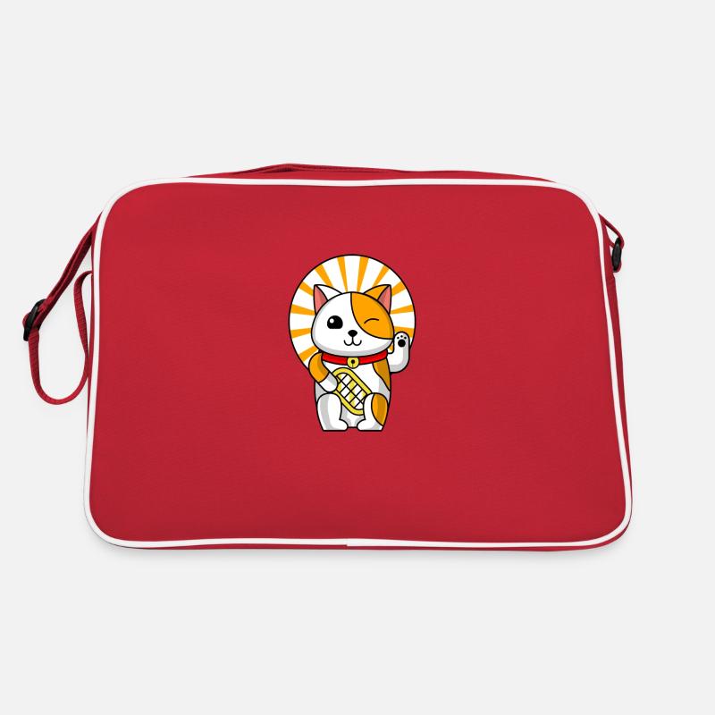 Kawaii Maneki Neko - Retro Tasche - Rot/Weiß