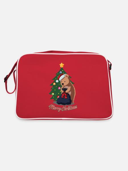 Ours polaire de Noël - Drôle de cadeau d’animal mignon de Noël - Sac Retro - rouge/blanc - Dos