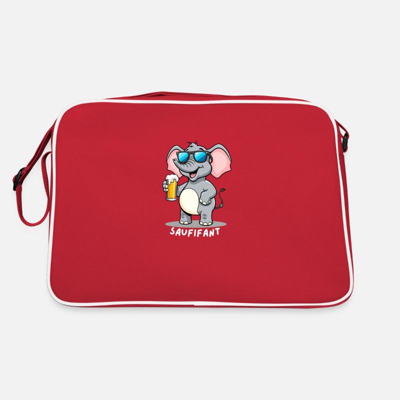 Elefant mit Bier Retro Tasche