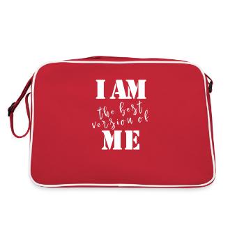 "ICH BIN die beste Version von MIR" Motivations-T-Shirt - Retro Tasche - Rot/Weiß - Hinten