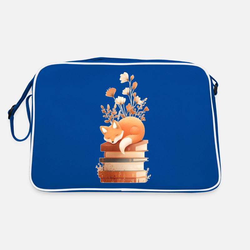 Fuchs auf Bücherstapel Retro Tasche