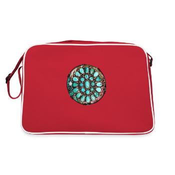 Turquoise Western Gem Stone - Retro Bag - red/white - Back