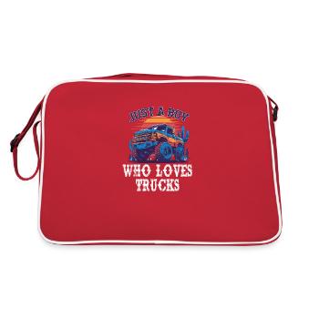 Just a boy who loves trucks - Retro Tasche - Rot/Weiß - Hinten