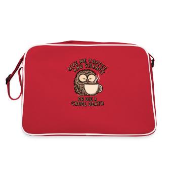 Coffee Owl - give me coffee and silence or die - Retro Bag - red/white - Back