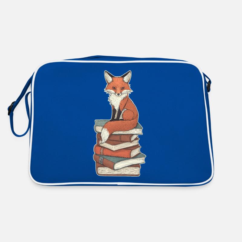 Fox on stack of books Retro Bag