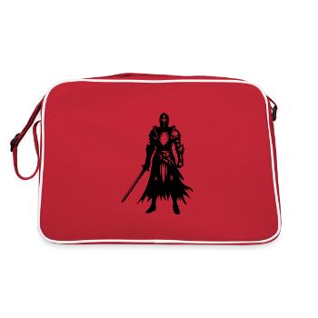 Ritter mit Schwert - Retro Tasche - Rot/Weiß - Hinten