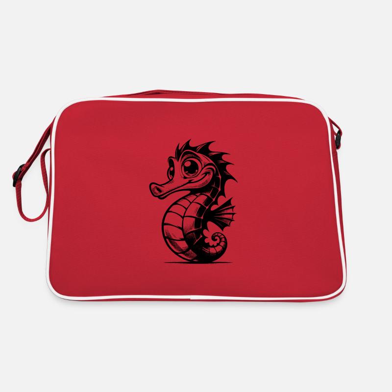 Seepferdchen Kinder Bleistift große Augen Skizze Retro Tasche