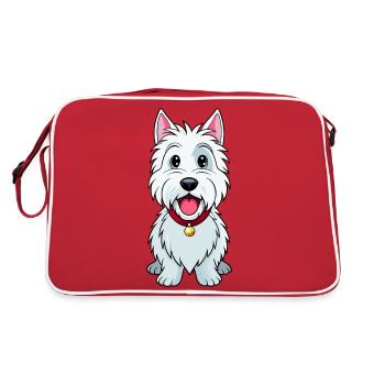 West Highland White Terrier chiot Impression artistique - Sac Retro - rouge/blanc - Dos