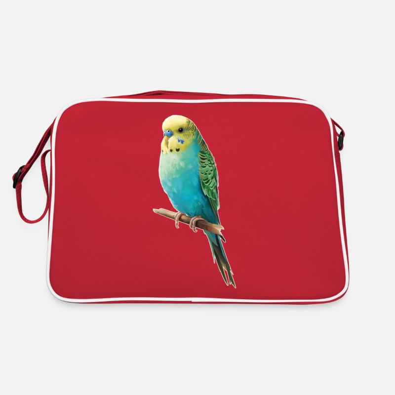 Wellensittich - Retro Tasche - Rot/Weiß