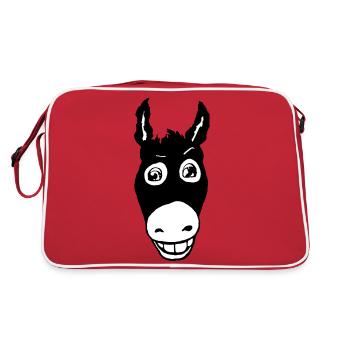 Âne noir souriant - Sac Retro - rouge/blanc - Dos