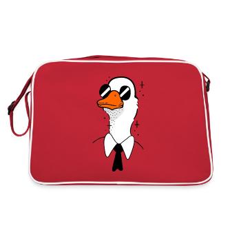 Gans mit Krawatte - Retro Tasche - Rot/Weiß - Hinten