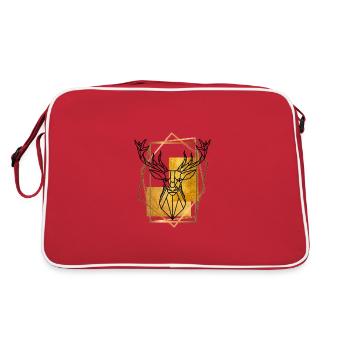 Hirsch Hirschgeweih Tier Natur Abenteuer Wildnis - Retro Tasche - Rot/Weiß - Hinten