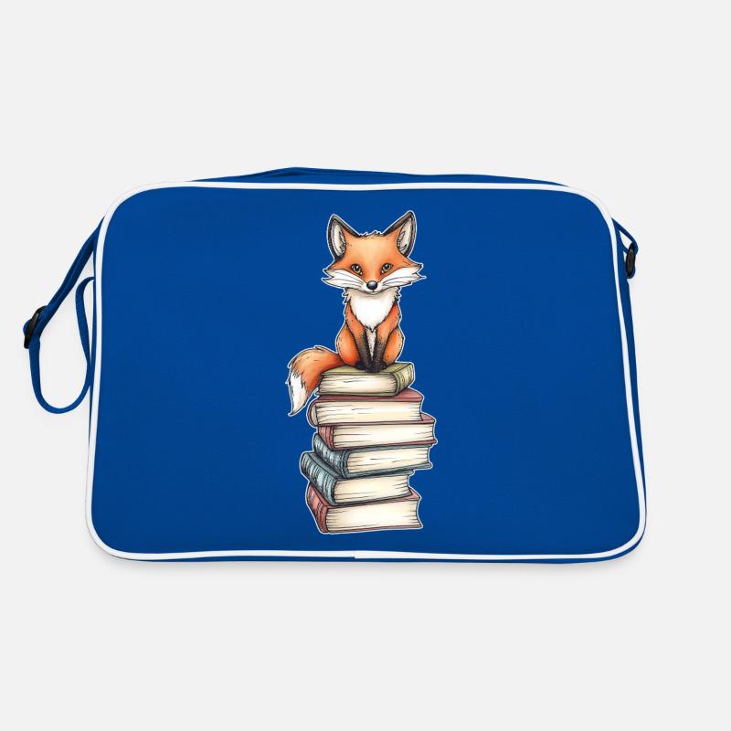 Fox on stack of books Retro Bag
