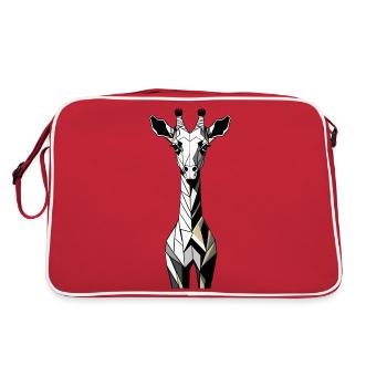 Geometrische Giraffe - Retro Tasche - Rot/Weiß - Hinten