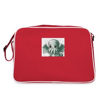 Cute Cthulhu - Retro Bag - red/white - Back