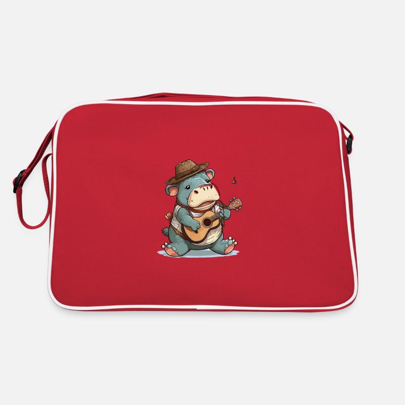 Nilpferd-Banjospieler - Retro Tasche - Rot/Weiß