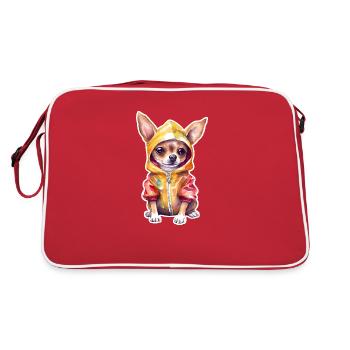 Drôle de chihuahua en vêtements de chien. - Sac Retro - rouge/blanc - Dos