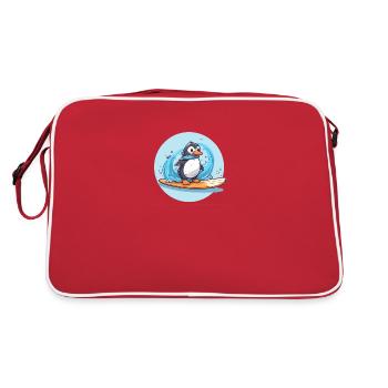 Pingouin surfeur mignon sur une planche de surf - Sac Retro - rouge/blanc - Dos