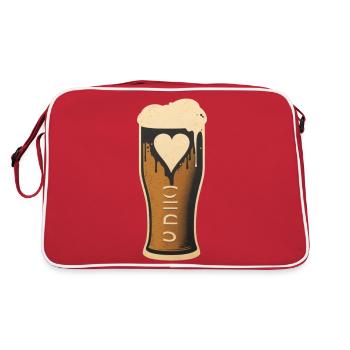Wheat beer with heart - Bierliebe - Retro Bag - red/white - Back