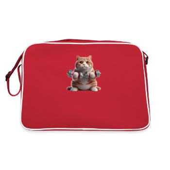 Sport Motif - Chat avec poids - Sac Retro - rouge/blanc - Dos