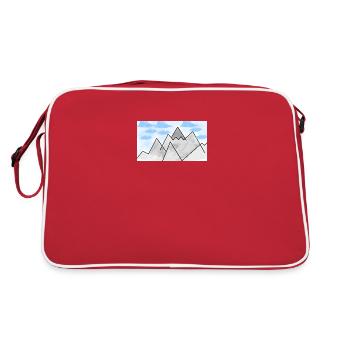 gezeichnete Berge (Alpen) - Retro Tasche - Rot/Weiß - Hinten