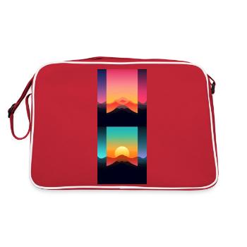 Mountain Landscape Geometric Art - Retro Bag - red/white - Back