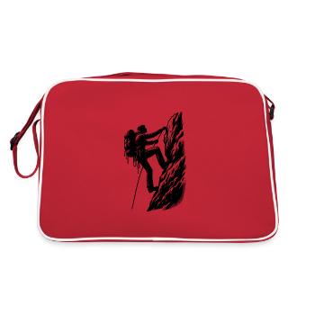 Alpinistes pratiquant des sports de loisir en montagne - Sac Retro - rouge/blanc - Dos