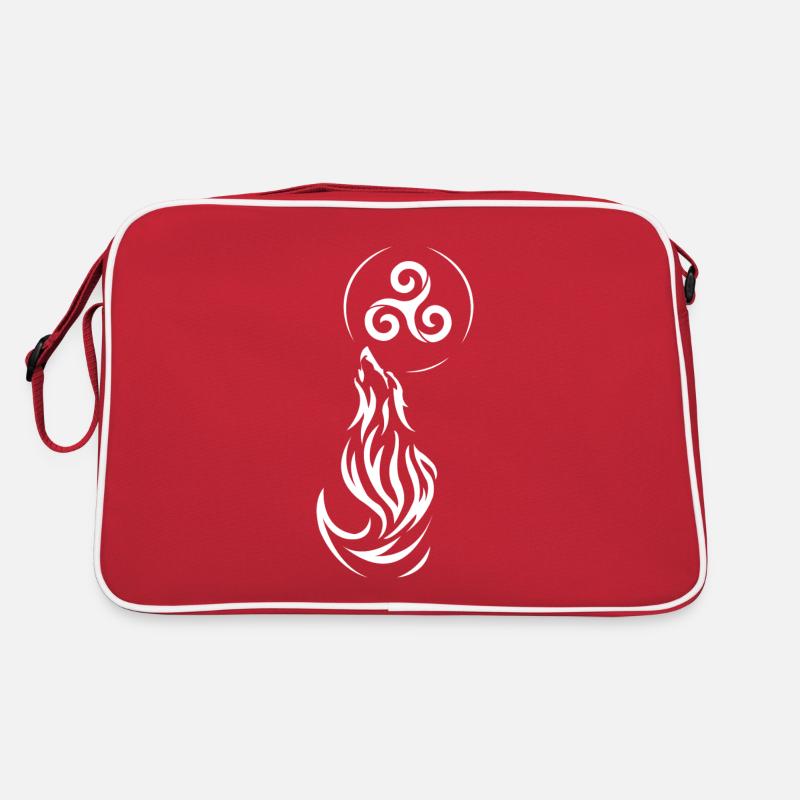 Tribal Wolf - Retro Bag - red/white