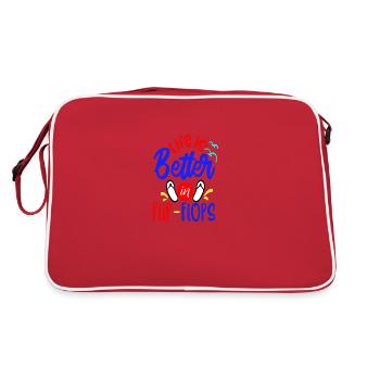 Das Leben ist besser in Flip-Flops - Retro Tasche - Rot/Weiß - Hinten