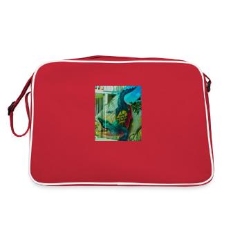 Peinture murale de crocodile, Mexico - Sac Retro - rouge/blanc - Dos