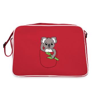 Koala dans la poche de poitrine - design animal mignon - Sac Retro - rouge/blanc - Dos