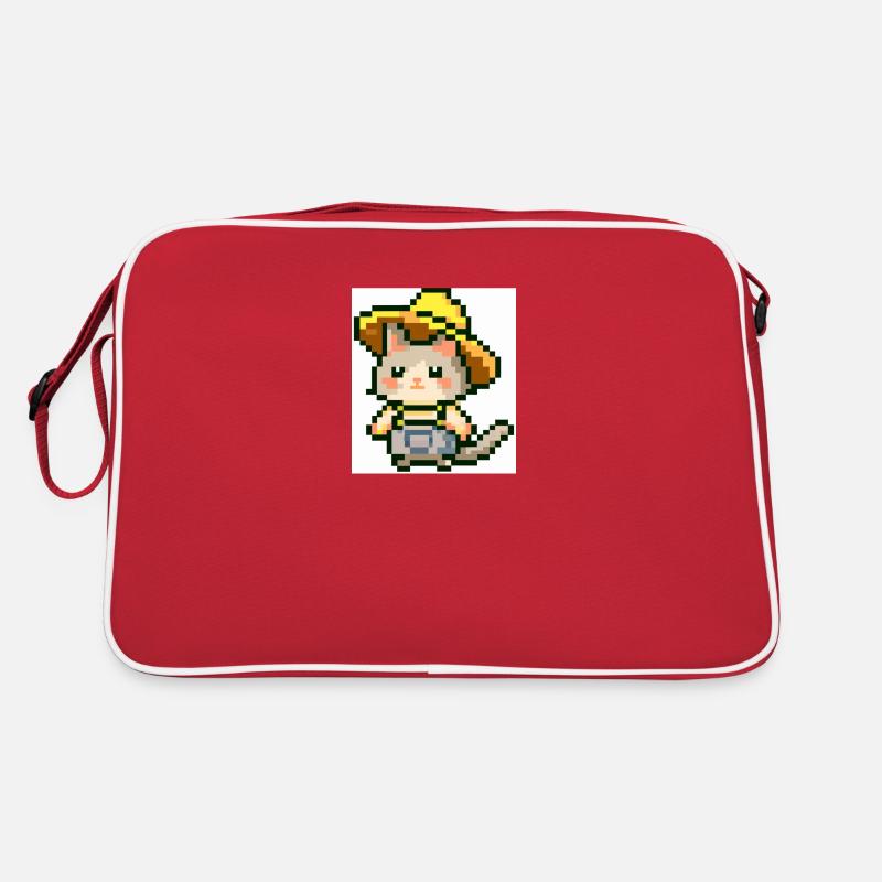 Chat avec chapeau de fermier, fermier, salopettes, pixelart Sac Retro