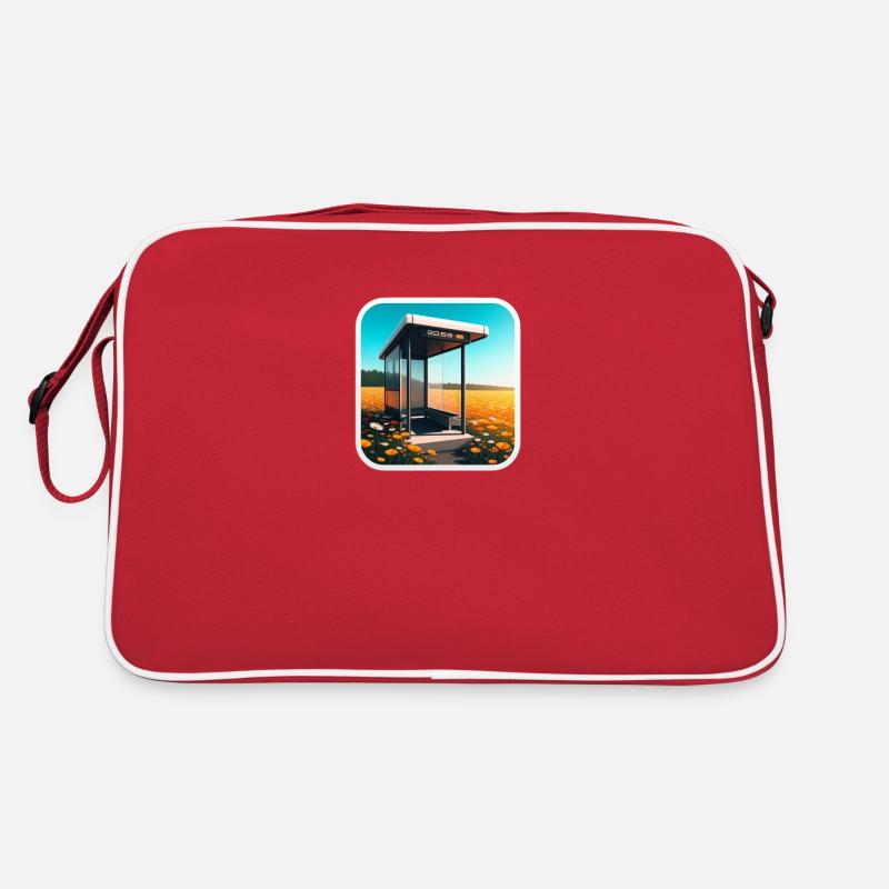 Bus stop in a field. Retro Tasche