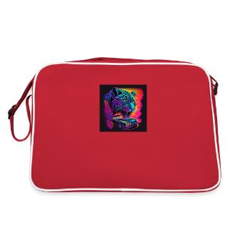 Jaguar aux couleurs néon, synthwave / 80s - Sac Retro - rouge/blanc - Dos