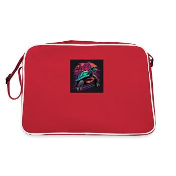 Tortue aux couleurs néon style synthwave des années 80 - Sac Retro - rouge/blanc - Dos