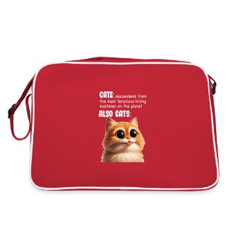 Cute Cat Meme - Retro Bag - red/white - Back