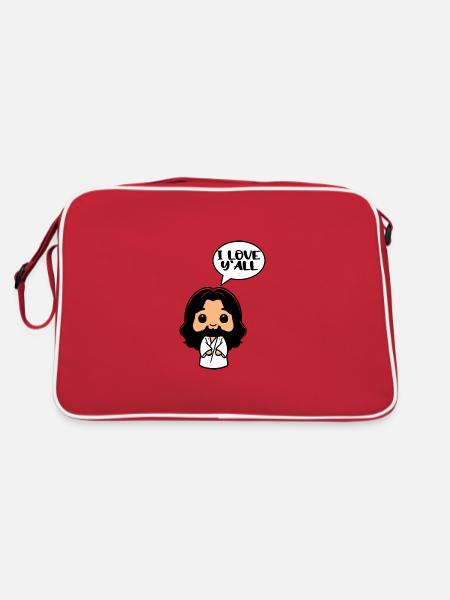 Cute Jesus Kawaii Gift Christian Girl - Retro Bag - red/white - Back