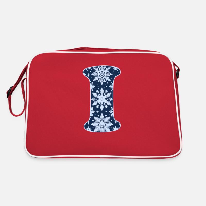 Buchstabe I Schneeflocken Retro Tasche