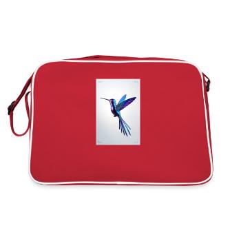 A majestic hummingbird carved from iridescent - Retro Bag - red/white - Back