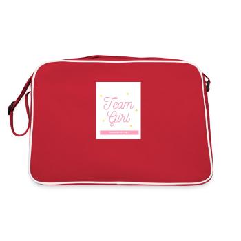 Gender Reveal Team Girl - Retro Tasche - Rot/Weiß - Hinten