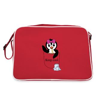 Pingouin dans la poche de poitrine – Restez au frais - Sac Retro - rouge/blanc - Dos