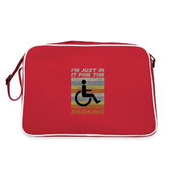 Behindert Rollstuhl Behinderung Handicap Geschenk - Retro Tasche - Rot/Weiß - Hinten