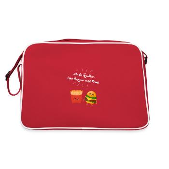 Burger & Fries Couple Cadeau pour les amateurs de frites - Sac Retro - rouge/blanc - Dos