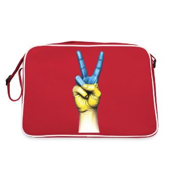 Peace in Ukraine - peace sign - stop war- Frieden - Retro Tasche - Rot/Weiß - Hinten