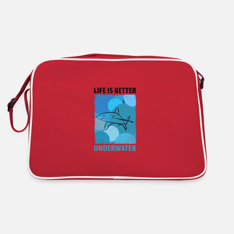 Requin Requin Mégalodon Baleine Requin Marteau Requins - Sac Retro - rouge/blanc