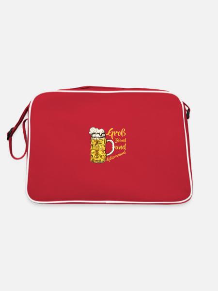 Groß Blond Gutaussehend Bier Weizenbier Alkohol - Retro Tasche - Rot/Weiß - Hinten